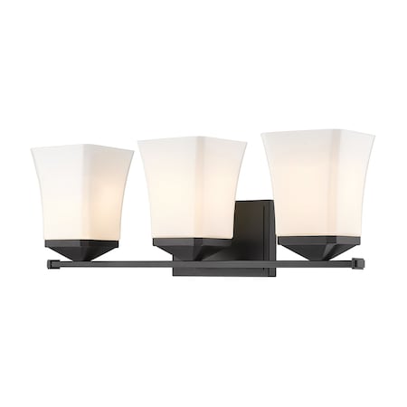 Z-Lite Darcy 3 Light Vanity, Matte Black & Etched Opal 1939-3V-MB